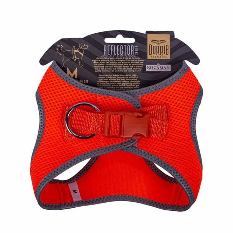 Doggie M Reflektör Havalı Dokuma Göğüs Tasması Turuncu 38-44 Cm | Köpek Göğüs Tasması