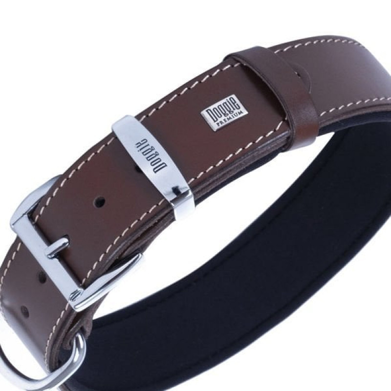 Doggie S Konfor Deri İsimlikli Boyun Tasması Kahverengi 4x47-55 Cm | Köpek Boyun Tasması