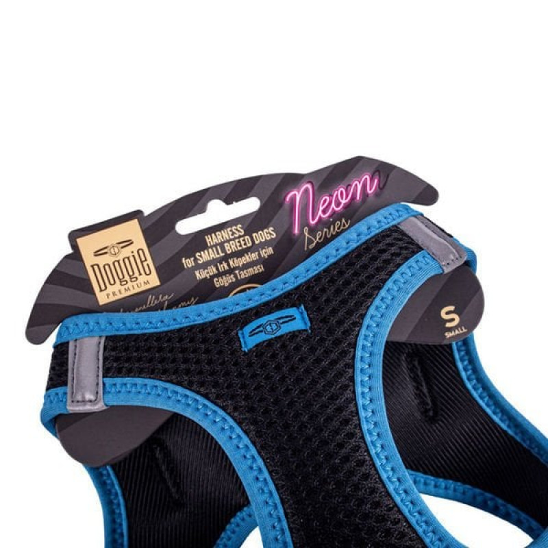 Doggie S Neon Havalı Dokuma Küçük Irk Göğüs Tasması Mavi 32-38 Cm | Köpek Göğüs Tasması