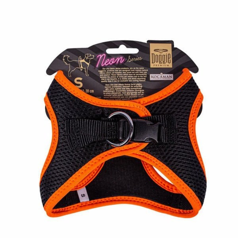 Doggie S Neon Havalı Dokuma Küçük Irk Göğüs Tasması Turuncu 32-38 Cm | Köpek Göğüs Tasması