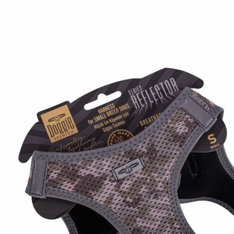 Doggie S Reflektör Havalı Dokuma Göğüs Tasması Kamuflaj 32-38 Cm | Köpek Göğüs Tasması
