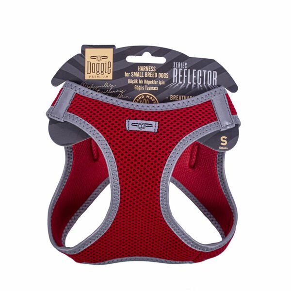 Doggie S Reflektör Havalı Dokuma Göğüs Tasması Kırmızı 32-38 Cm | Köpek Göğüs Tasması