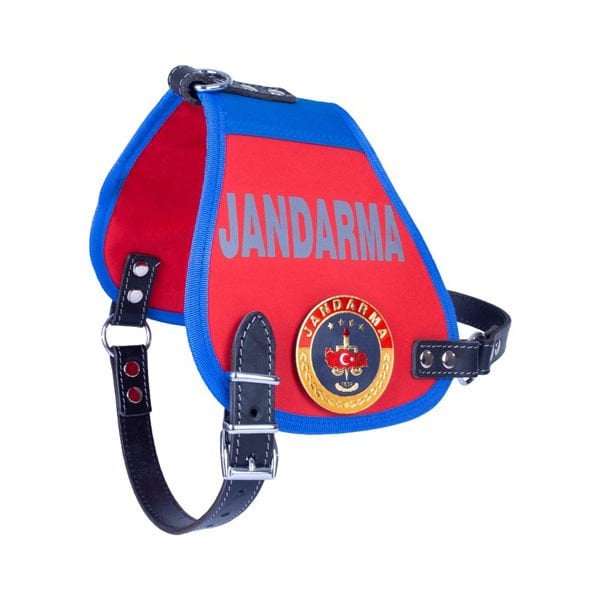 Doggie XL Üniforma Jandarma Armalı Göğüs Tasması Kırmızı 2,5x70-80 Cm | Köpek Göğüs Tasması