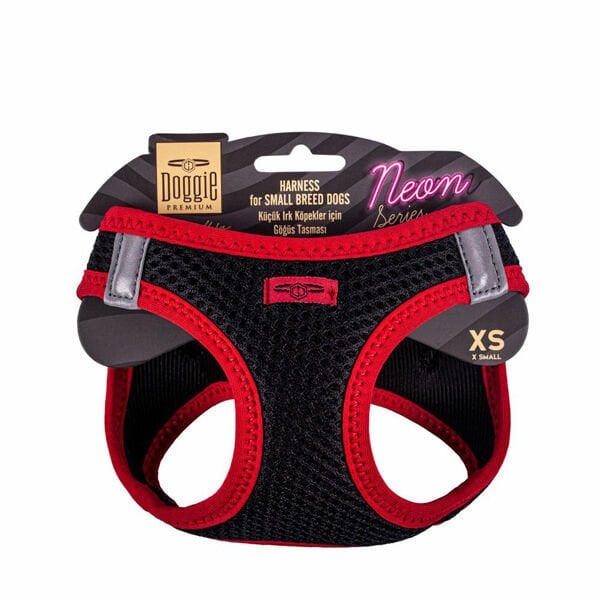 Doggie XS Neon Havalı Dokuma Küçük Irk Göğüs Tasması Kırmızı 30-34 Cm | Köpek Göğüs Tasması