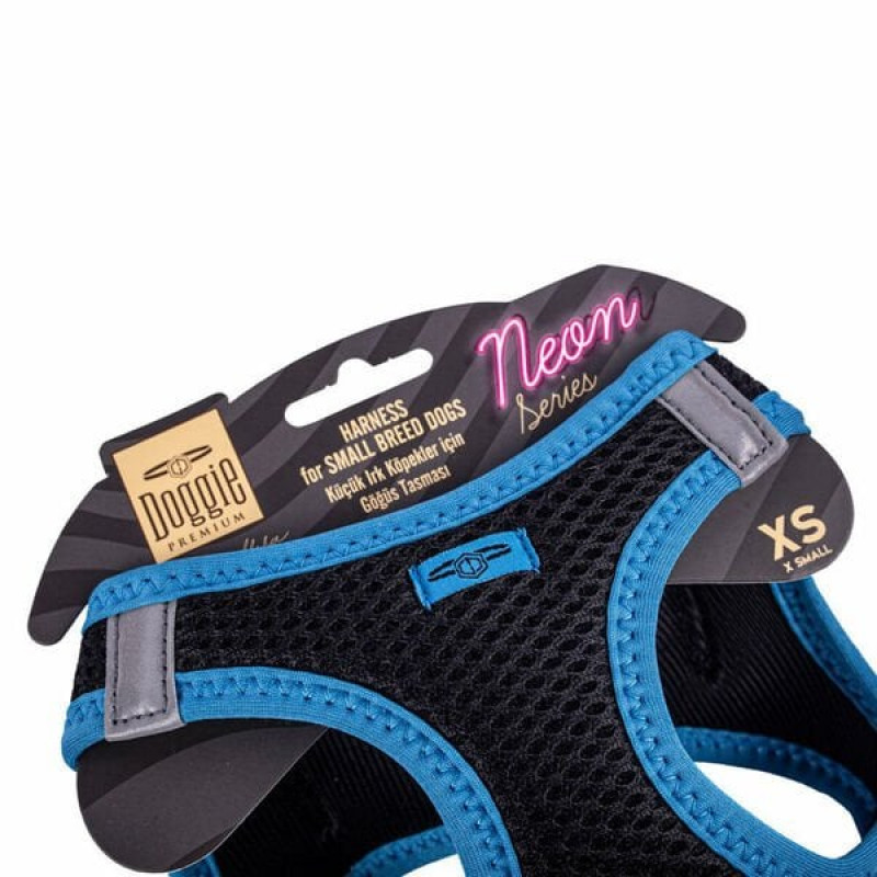 Doggie XS Neon Havalı Dokuma Küçük Irk Göğüs Tasması Mavi 30-34 Cm | Köpek Göğüs Tasması