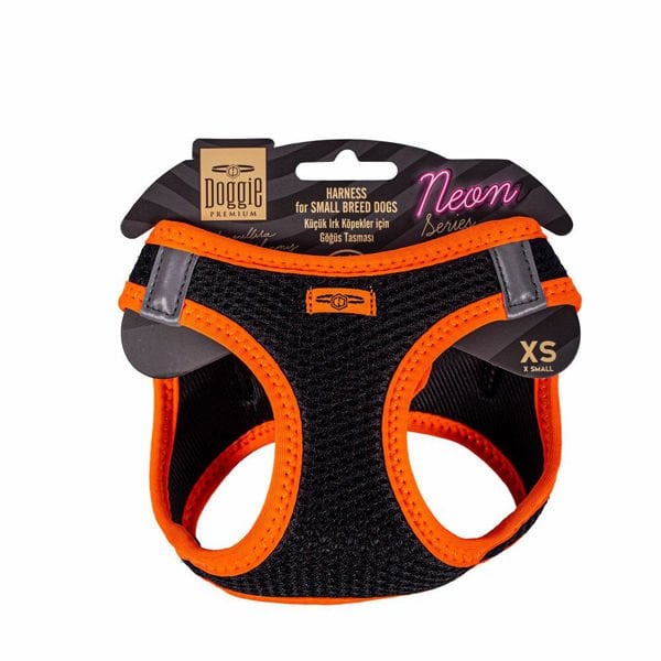 Doggie XS Neon Havalı Dokuma Küçük Irk Göğüs Tasması Turuncu 30-34 Cm | Köpek Göğüs Tasması
