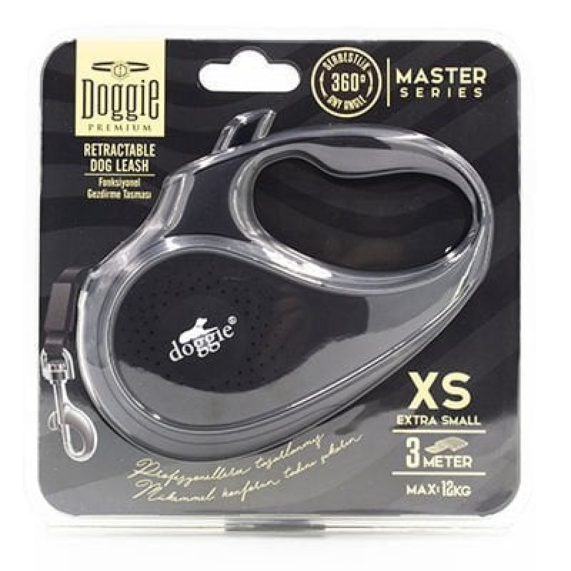 Doggie XS Otomatik Tasma Master Seri Black | Otomatik Köpek Tasması