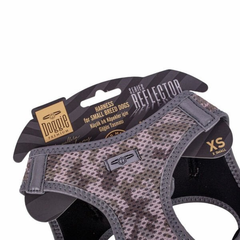 Doggie XS Reflektör Havalı Dokuma Göğüs Tasması Kamuflaj 30-34 Cm | Köpek Göğüs Tasması