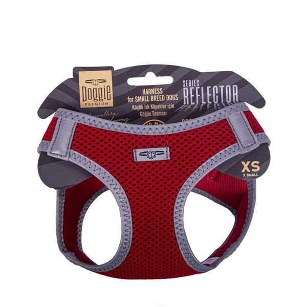 Doggie XS Reflektör Havalı Dokuma Göğüs Tasması Kırmızı 30-34 Cm | Köpek Göğüs Tasması