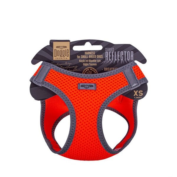 Doggie XS Reflektör Havalı Dokuma Göğüs Tasması Turuncu 30-34 Cm | Köpek Göğüs Tasması