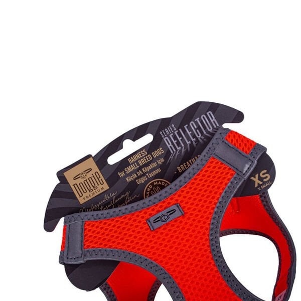 Doggie XS Reflektör Havalı Dokuma Göğüs Tasması Turuncu 30-34 Cm | Köpek Göğüs Tasması