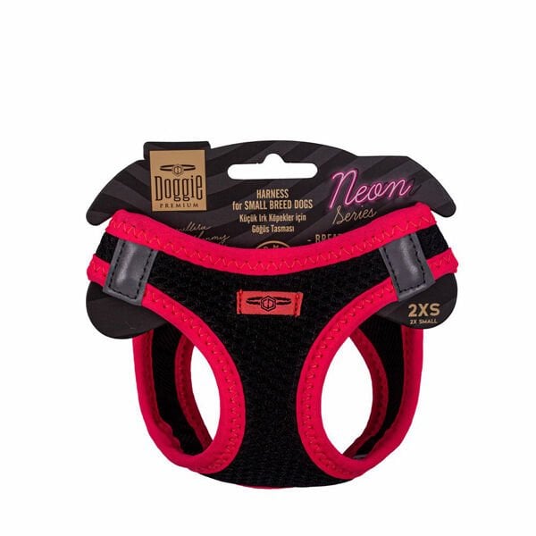 Doggie XXS Neon Havalı Dokuma Göğüs Tasması Pembe 26-30 Cm | Köpek Göğüs Tasması