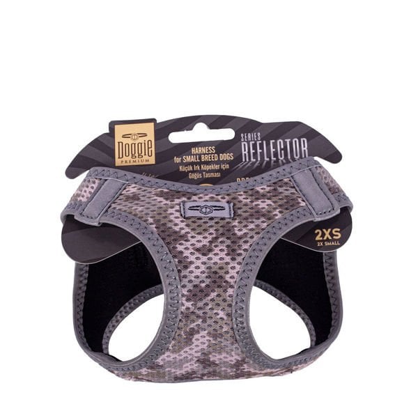 Doggie XXS Reflektör Havalı Dokuma Küçük Irk Göğüs Tasması Kamuflaj 26-30 Cm | Köpek Göğüs Tasması