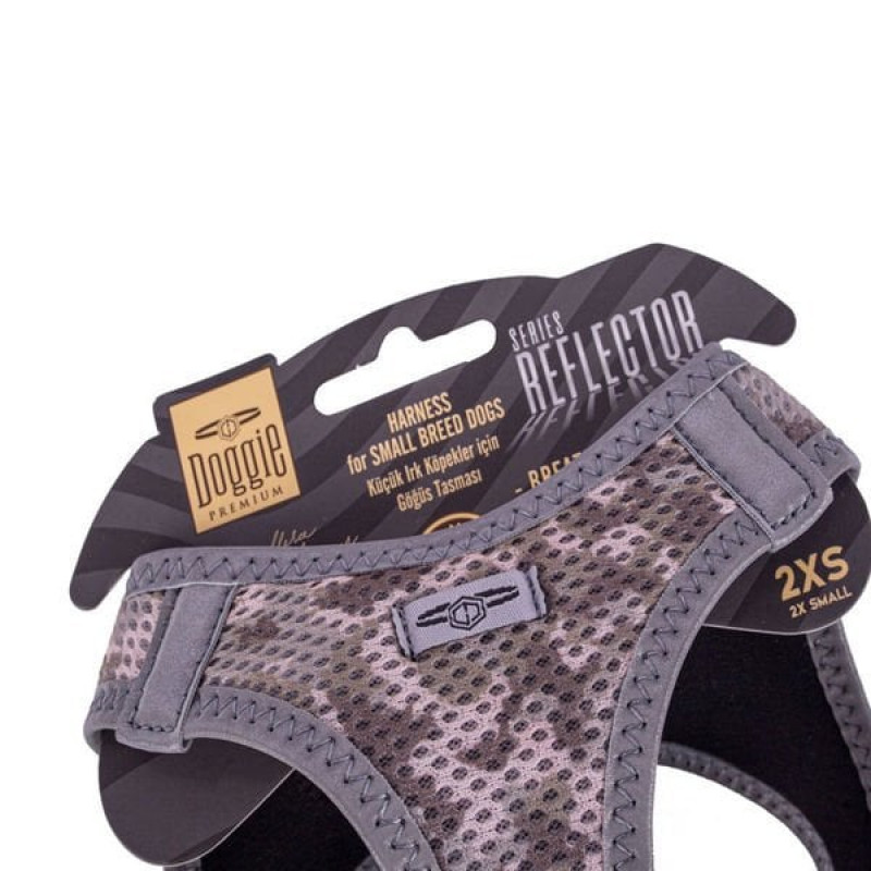 Doggie XXS Reflektör Havalı Dokuma Küçük Irk Göğüs Tasması Kamuflaj 26-30 Cm | Köpek Göğüs Tasması