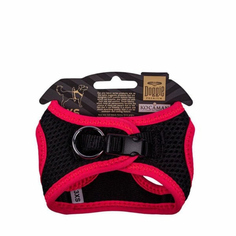 Doggie XXXS Neon Havalı Dokuma Göğüs Tasması Pembe 22-26 Cm | Köpek Göğüs Tasması