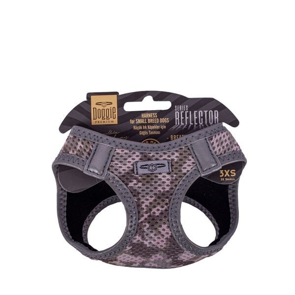 Doggie XXXS Reflektör Havalı Dokuma Göğüs Tasması Kamuflaj 22-26 Cm | Köpek Göğüs Tasması