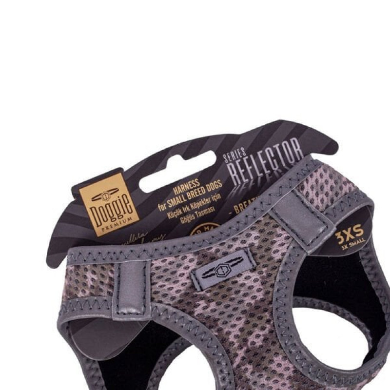 Doggie XXXS Reflektör Havalı Dokuma Göğüs Tasması Kamuflaj 22-26 Cm | Köpek Göğüs Tasması