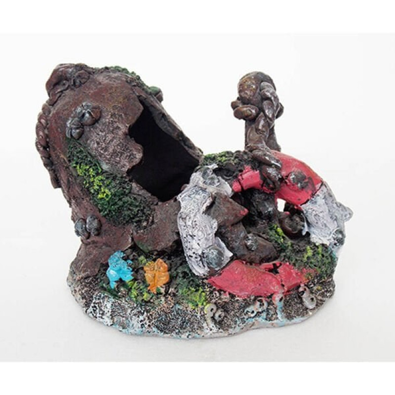 Dophin 15,5x12x11 Cm King Batık Çan | Akvaryum Dekor Fon Dophin 15,5x12x11 Cm King Batık Çan | Akvaryum Dekor Fon