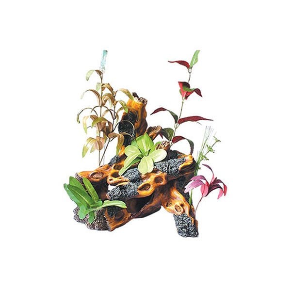 Dophin 29x22x28,5 Cm King Bitkili Yapay Kütük | Akvaryum Yapay Bitki