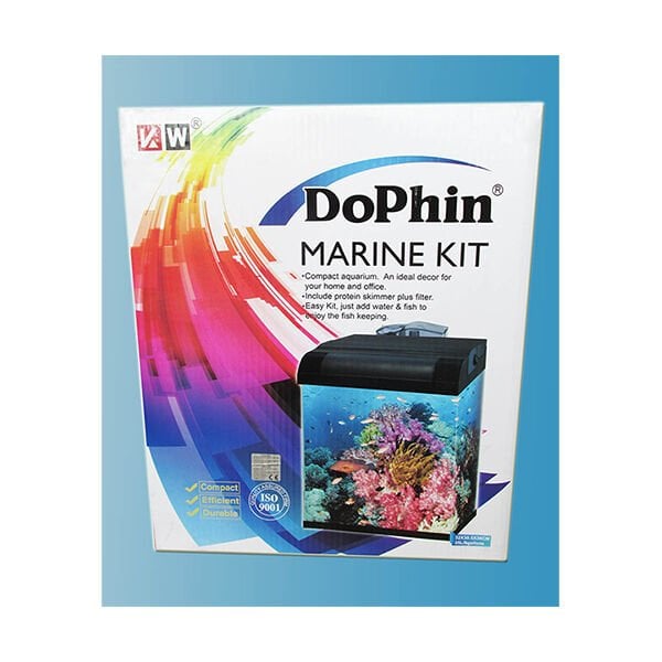 Dophin 32x30x36 Cm Bombeli Deniz Akvaryumu ve Kiti Siyah | Deniz Akvaryum Aksesuarı