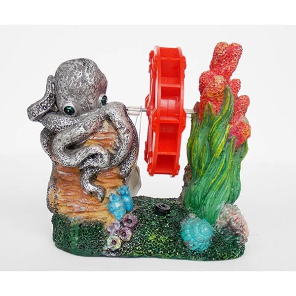 Dophin Çarklı Ahtapotlu Kayalık | Akvaryum Dekor Fon