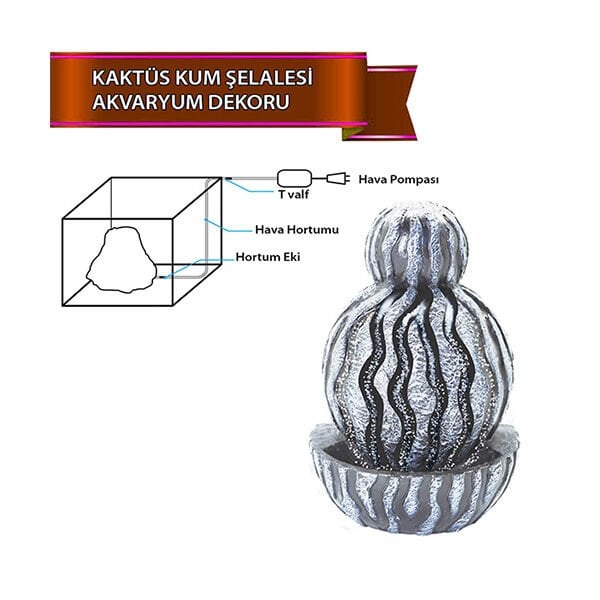 Dophin Kaktüs Kum Şelalesi | Akvaryum Dekor Fon