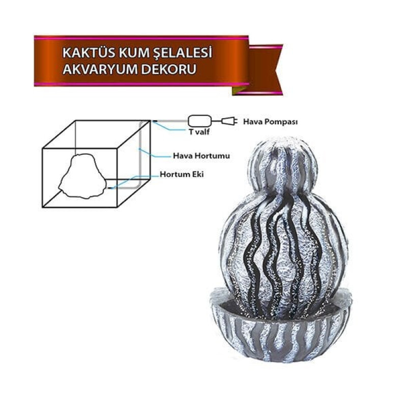 Dophin Kaktüs Kum Şelalesi | Akvaryum Dekor Fon Dophin Kaktüs Kum Şelalesi | Akvaryum Dekor Fon