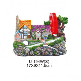 King Çarklı Renkli Ev | Akvaryum Dekor Fon