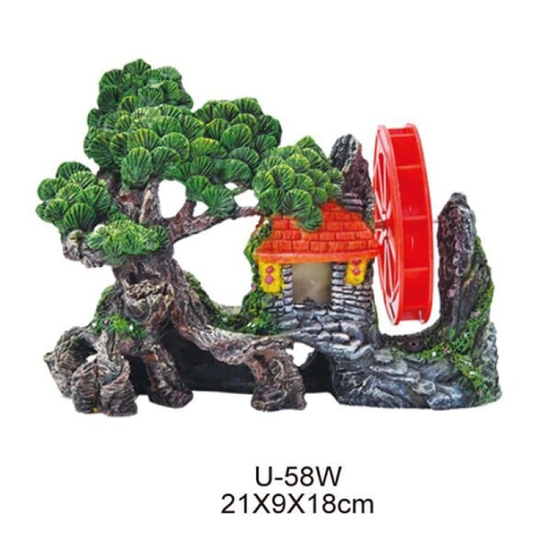 King Evli ve Ağaçlı Dekor | Akvaryum Dekor Fon King Evli ve Ağaçlı Dekor | Akvaryum Dekor Fon