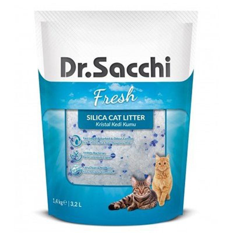 Dr.Sacchi 3.2 Lt  Silika Kedi Kumu 1.4 Kg | Silika Kristal Kedi Kumu