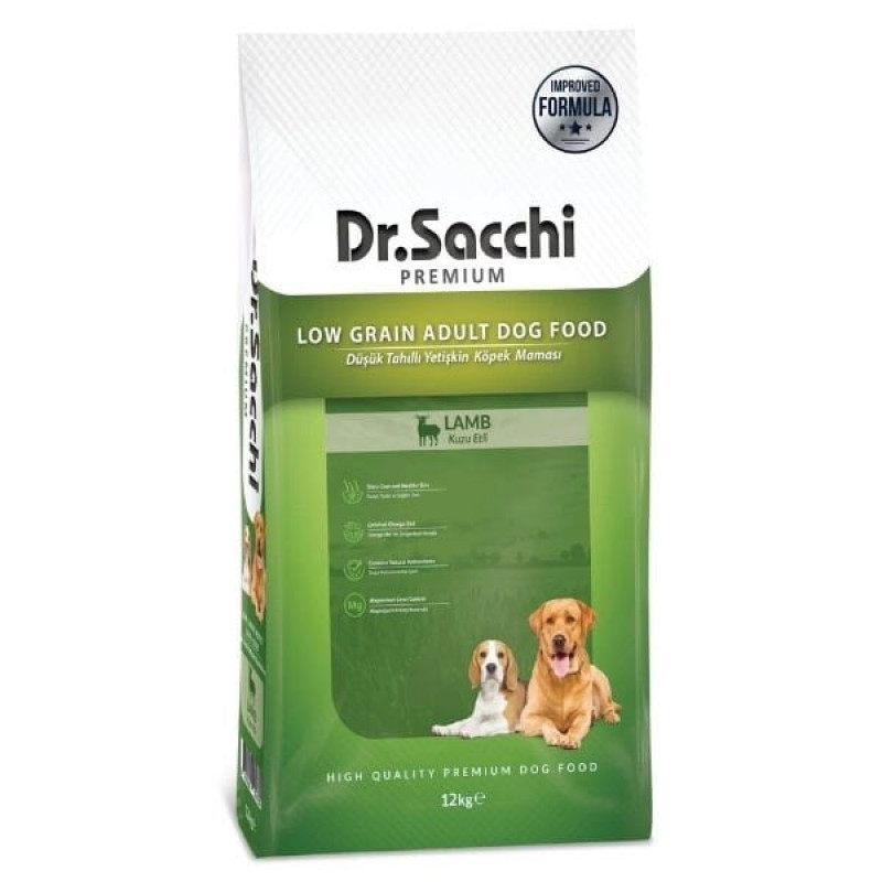 Dr.Sacchi Premium 12 Kg Kuzu Etli Düşük Tahıllı Yetişkin Köpek Maması 