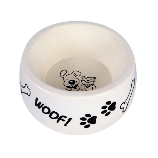 Dubex 1.2 Lt Woof Yazılı  Seramik Mama Kabı | Dekoratif Mama Ve Su Kabı