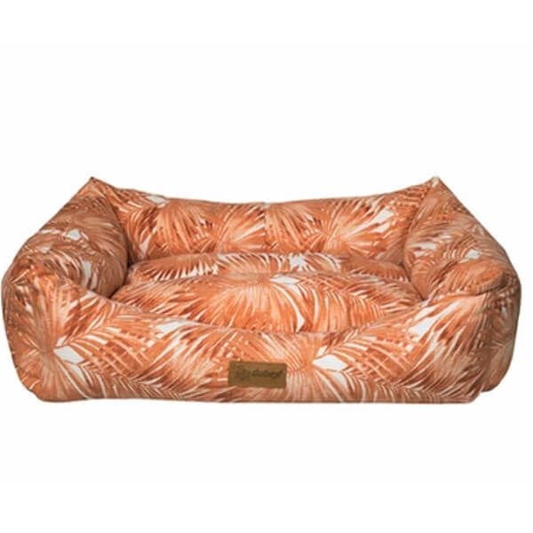 Dubex L Makaron Dikdörtgen Yatak Turuncu Yapraklı 78x60x22h Cm | İç Mekan Köpek Yatağı