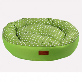 M 65x15 Cm Tarte Yuvarlak Yatak Vr03 F.Yeşili Benekli | Kumaş Köpek Yatağı