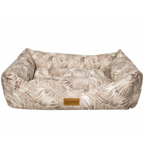 Dubex M Makaron Dikdörtgen Yatak Kahverengi Yapraklı 62x44x22h Cm | Kumaş Köpek Yatağı