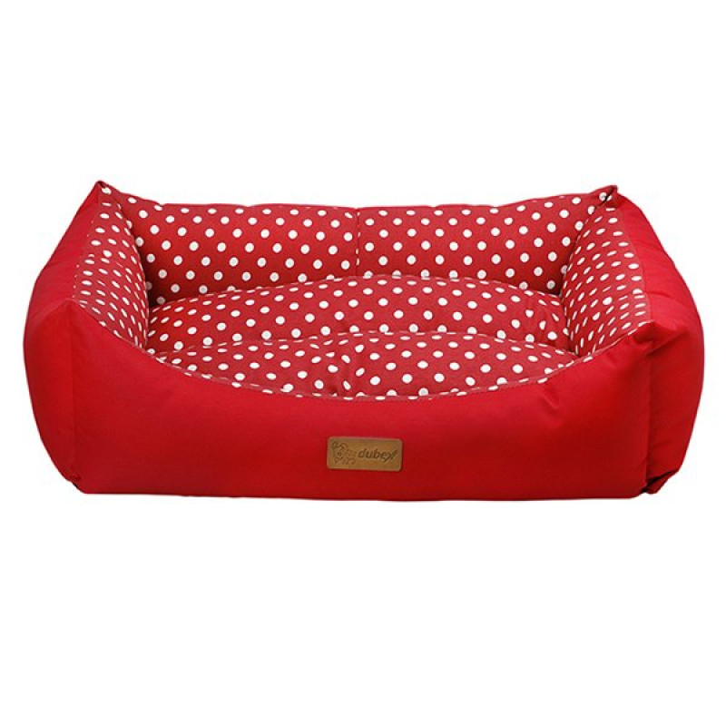 Dubex S 38X50X19 Cm Tarte Dikdörtgen Yatak Vr01 Kırmızı Benekli | Kumaş Köpek Yatağı