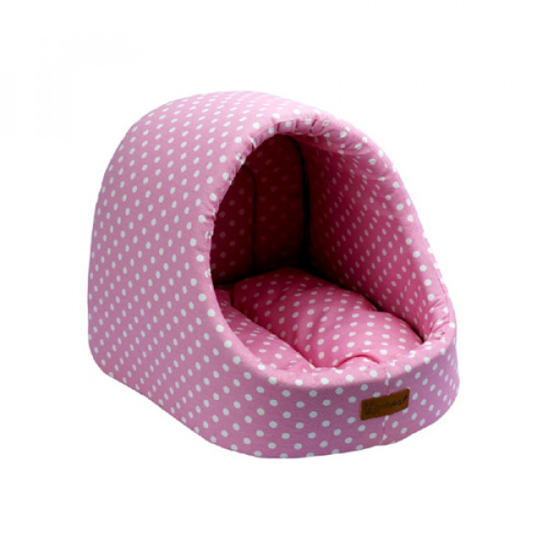 Dubex Vr03 Mini Cave Kulübe Pembe Benekli | Yuvalı Köpek Yatağı