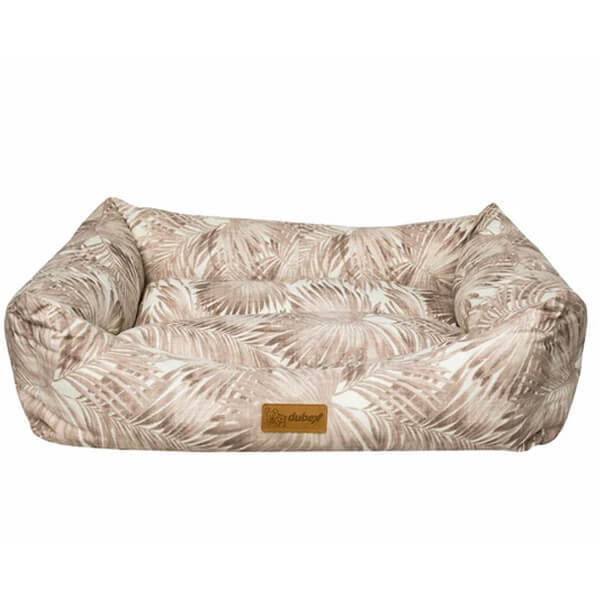 Dubex XL Makaron Dikdörtgen Yatak Kahverengi Yapraklı 95x70x22h Cm | İç Mekan Köpek Yatağı