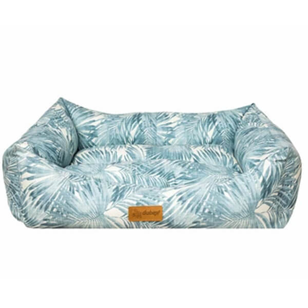 Dubex XL Makaron Dikdörtgen YatakMavi Yapraklı 95x70x22h Cm | Kumaş Köpek Yatağı