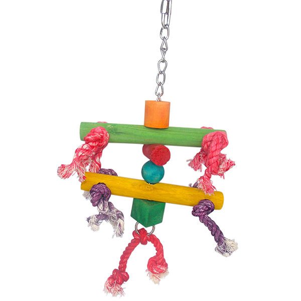 Eastland 31 Cm Ahşap Boncuklu Tünekli | Kuş Oyun Topu