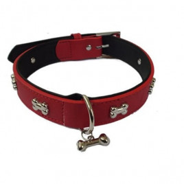 Deri Kemik Desenli Boyun Gri | Köpek Boyun Tasması Deri Kemik Desenli Boyun Gri | Köpek Boyun Tasması