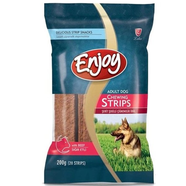 Enjoy 200 Gr Strips Şerit Şekilli Biftekli Stick | Köpek Kemik Ödül Maması