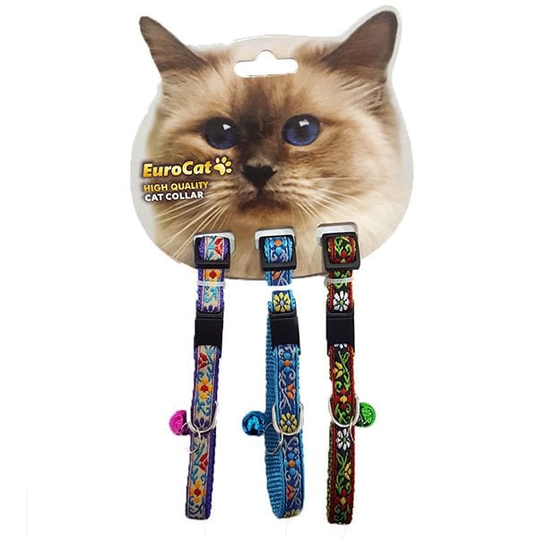 Euro Cat 28 Cm 10 Mm Boyun Tasması Çiçek Desenli 3 Adet | Kedi Boyun Tasması