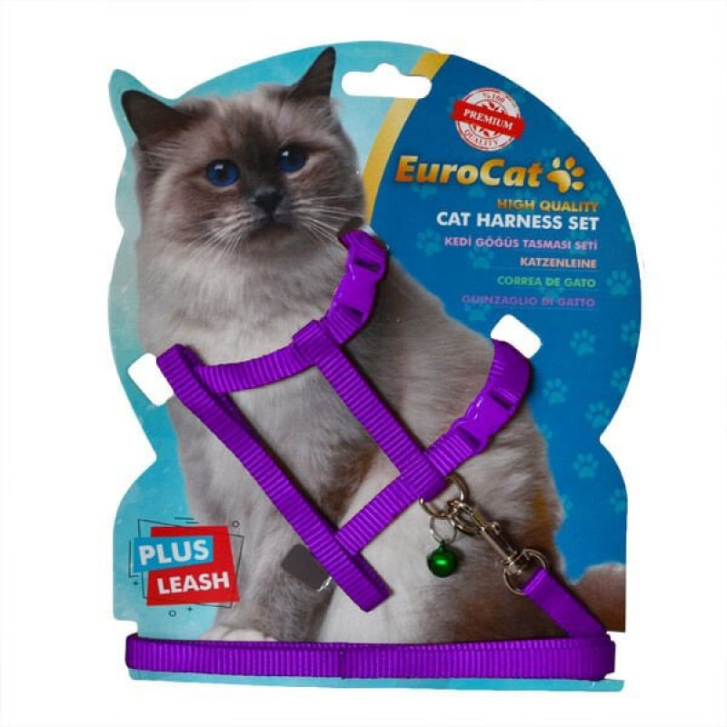 Euro Cat 28 Cm 10 Mm Göğüs Tasma Seti Mor | Kedi Göğüs Tasması Euro Cat 28 Cm 10 Mm Göğüs Tasma Seti Mor | Kedi Göğüs Tasması