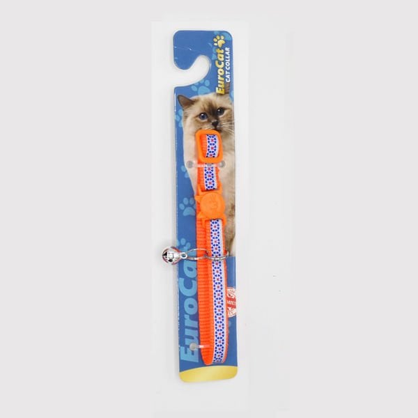 Euro Cat 28 Cm 10 Mm Reflektörlü Çiçek Desenli Boyun Turuncu | Kedi Boyun Tasması