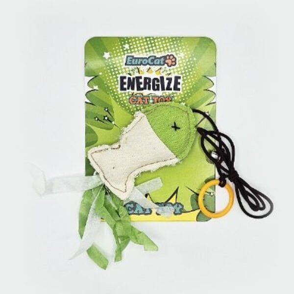 Euro Cat Balık Asılabilen Krem Yeşil | Peluş Kedi Oyuncağı
