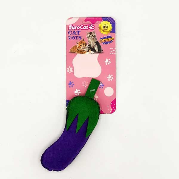 Euro Cat Toys Peluş Patlıcan Kedi Oyuncağı Mor Yeşil | Peluş Kedi Oyuncağı