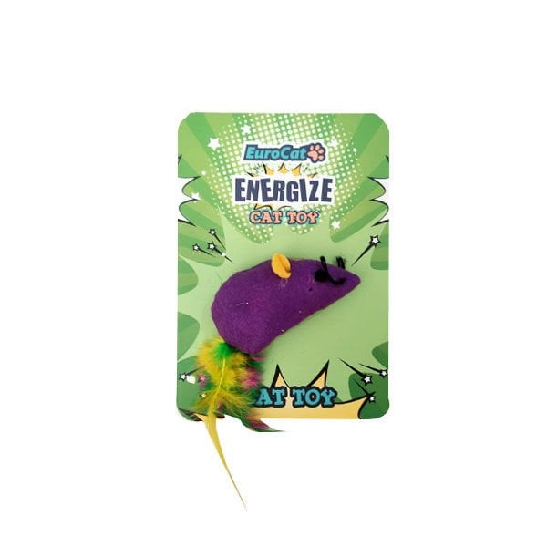 Euro Cat Tüylü Kuyruklu Fare Mor | Peluş Kedi Oyuncağı