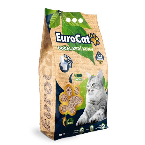Eurocat 10 Lt Hızlı Topaklaşan Doğal Kum | Doğal Kedi Kumu