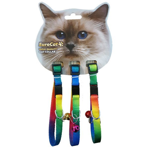 Eurocat 10mm/28 Cm Boyun Tasması Gökkuşağı (3 Adet) | Kedi Boyun Tasması